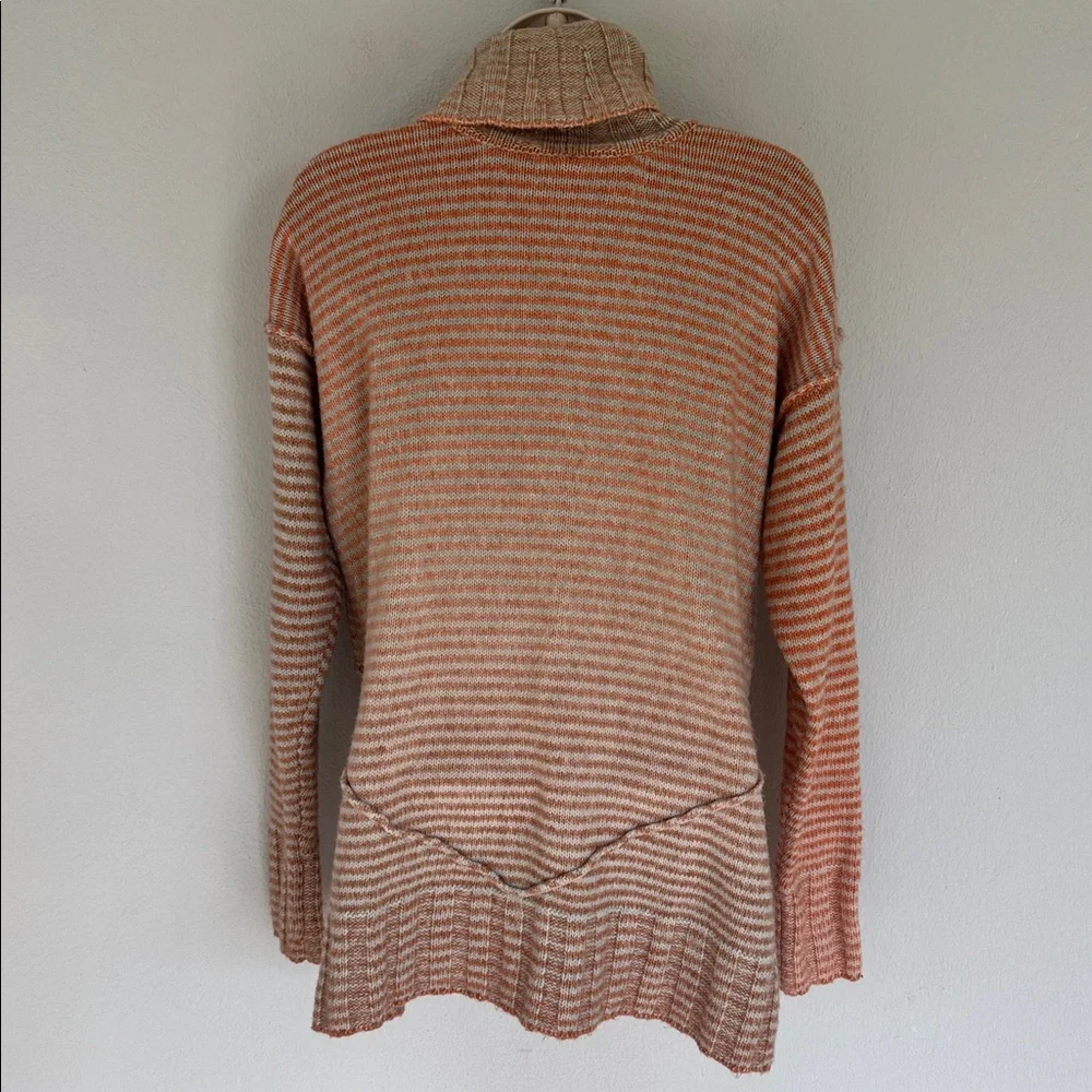 CAbi orange gray stripe oversized cotton turtleneck sweater size small